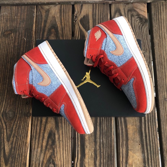 Air Jordan 1 Mid - “Denim Red” - Picture 7 of 11